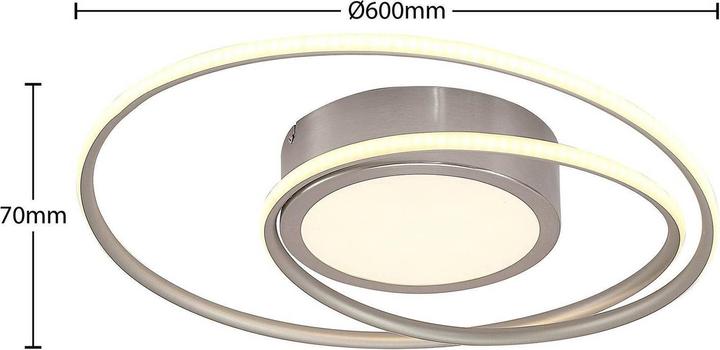 Image du produit Lindby Plafonnier Bovia LED, CCT, intensité lumineuse variable, nickel (3900 lm)