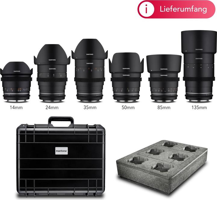 Actual product image Samyang MF 14/24/35/50/85/135 MK2 VDSLR case set Canon EF (Canon EF)
