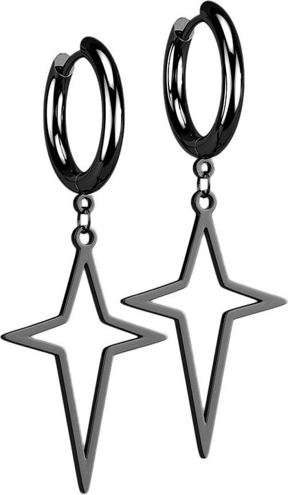 Produktbild Star Piercing Ohrring schwarz Anhänger Sternkreuz (ohne Messing, Chirurgenstahl 316L)