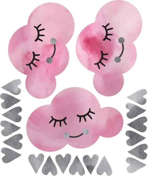 Actual product image Trenddeko Watercolor clouds & gray hearts (51 x 60 cm)