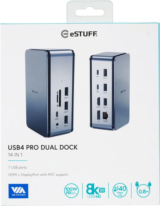 Produktbild eSTUFF USB4 Pro Dual Dock (USB-C, 7 Ports)