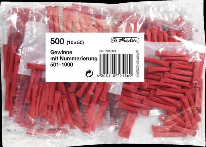 Herlitz Gewinnlose, nummeriert 501-1.000, rot