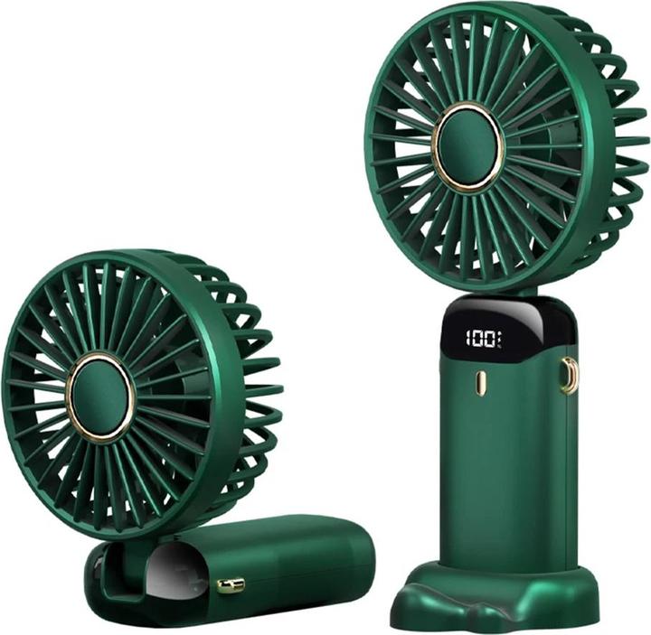 Image du produit Techsuit - Handheld Fan (N15) - Foldable Design, Digital Display, Ultra Silent, 1800mAh - Green