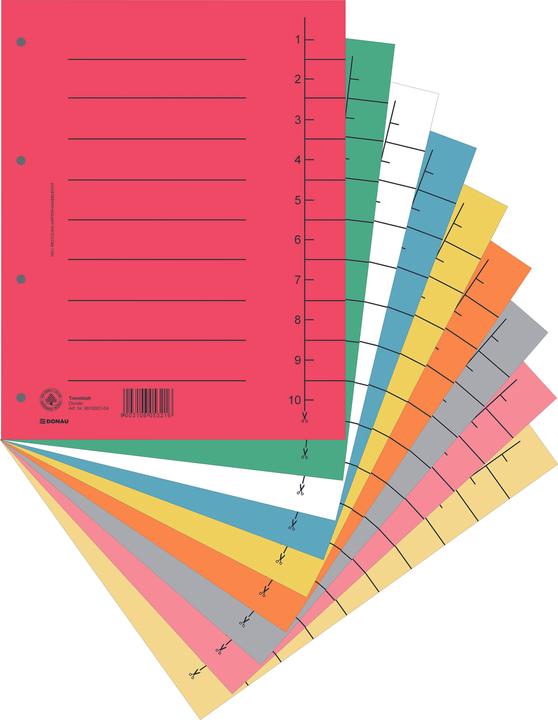 Produktbild Donau Trennblätter, karton, a4, 235x300mm, 1-10, 10 blatt, rot