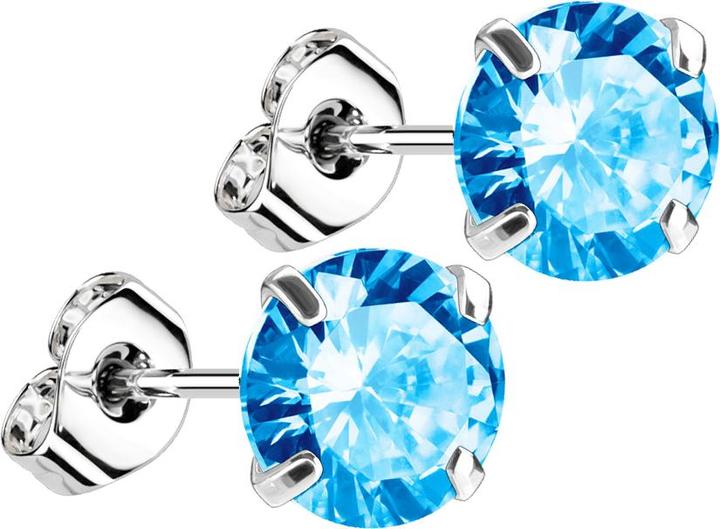 Actual product image Star Piercing Stud earrings silver with round crystal aqua (925 sterling silver, without brass)