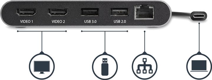 Actual product image StarTech TB3DKM2HD (USB-C, 1 Ports)