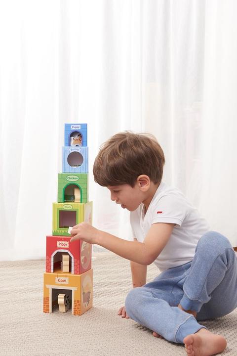 Image du produit Spielba Tour d'empilement avec des animaux en bois
