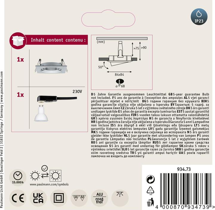 Actual product image Paulmann Nova Set recessed luminaire (460 lm, GU10)