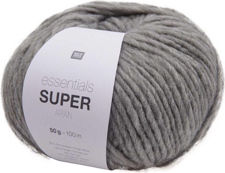 Actual product image Rico Essentials Super aran grau, 50 g, 100 m, 50 % Schurwolle, 50 % PAN (100 m)