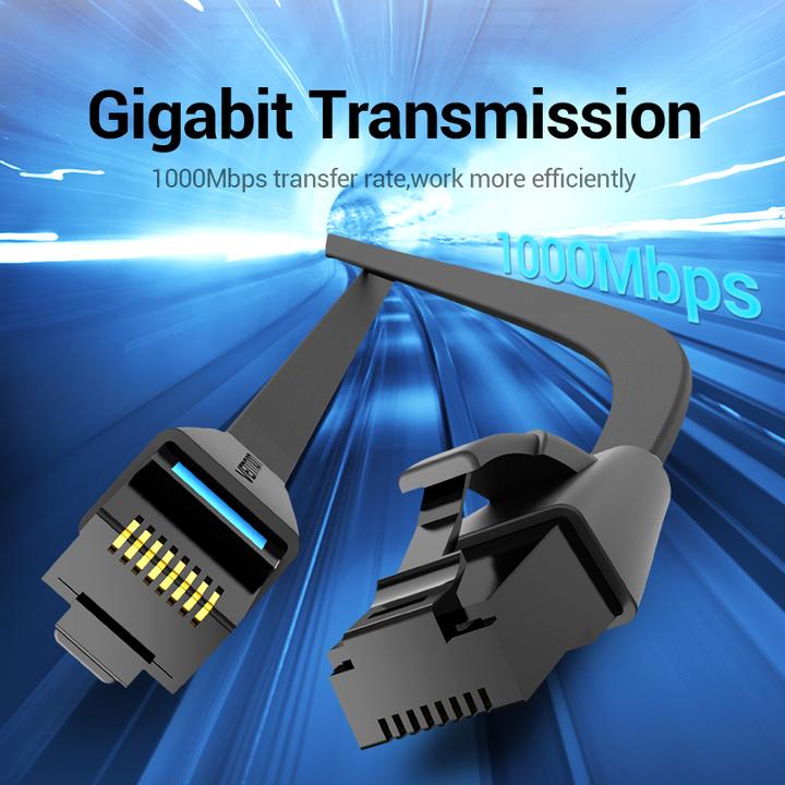 Actual product image Vention Flat network cable cat.6 UTP IBJBK 8m Black (U/UTP, CAT6, 8 m)