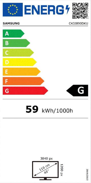 Energy Label Samsung SyncMaster C43J890DKU (3840 x 1200 pixels, 43")