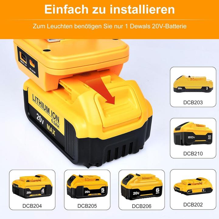Produktbild ‎Edtran LED Arbeitsleuchte für Dewalt (6000 lm)