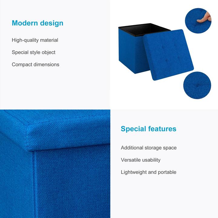 Produktbild Intirilife Sitzhocker 30x30x30 cm in OZEAN BLAU