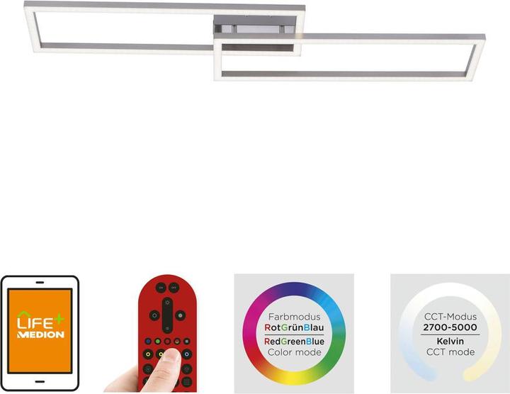 Produktbild Leuchten Direkt Deckenleuchtestahl2xLEDBoard27005000KInnenleuchteIP20 (4320 lm)