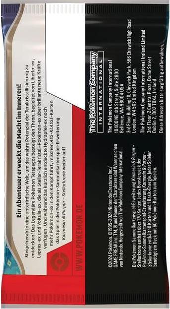 Valori nutrizionali e ingredienti Pokémon Stellar Crown (Tedesco, Pacchetto Booster)