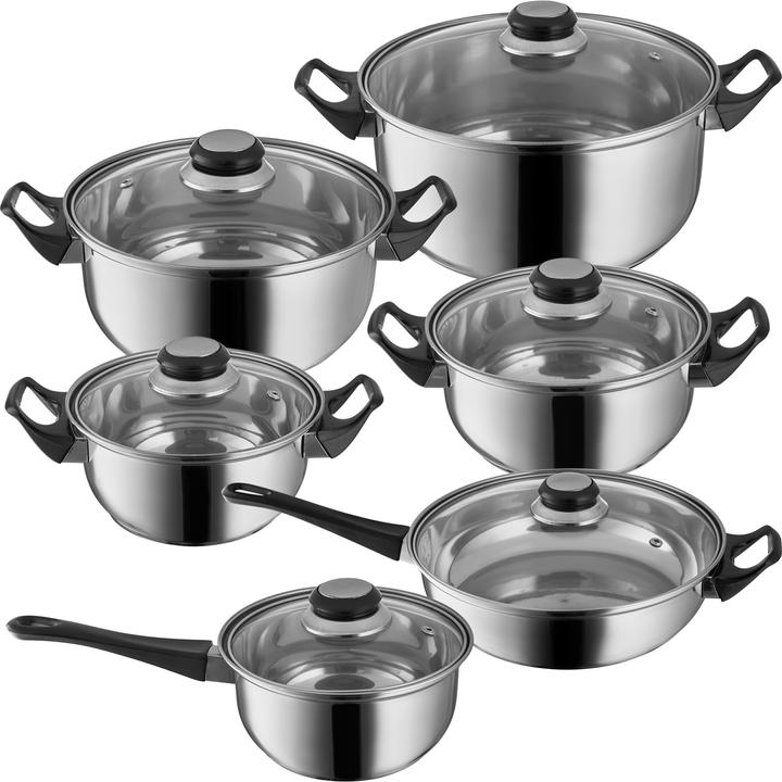 tectake Topfset (17 cm, Pfannenset + Topfset, Edelstahl)