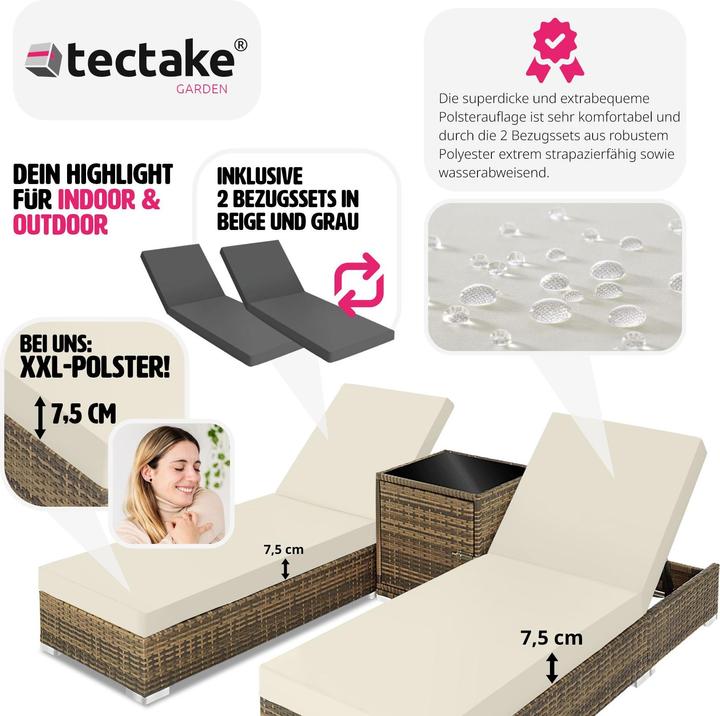 Produktbild tectake Sonnenliegen Rattan (184 cm)