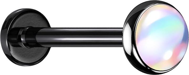 Star Piercing Micro Labret schwarz mit Scheibe irisierend weiss (ohne Messing, Chirurgenstahl 316L)
