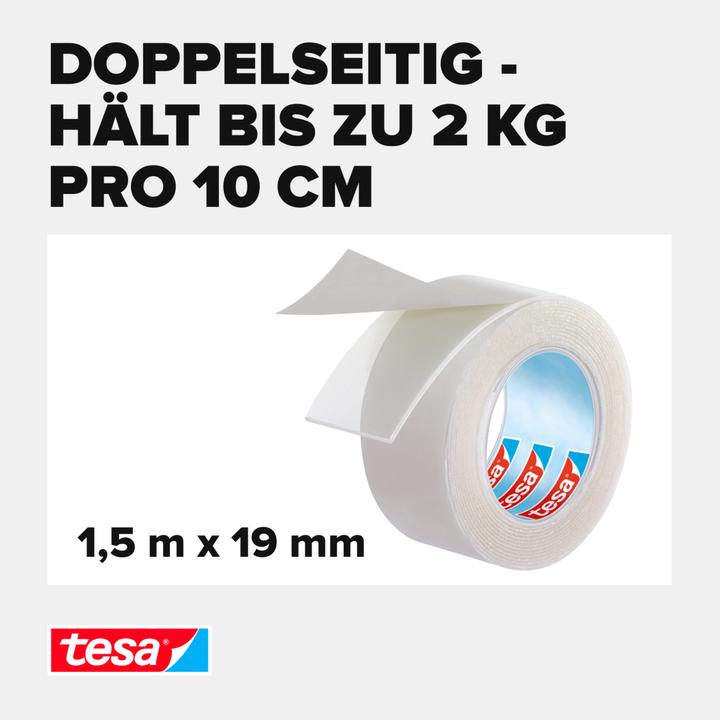 Produktbild tesa Montageband für Glas, doppelseitiges Montageklebeband (19 mm)