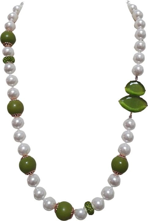 Produktbild L'Officiel Collana perla a nodi con inserti verdi