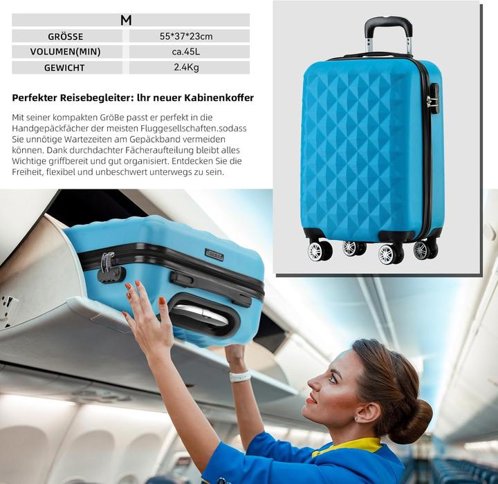 Immagine prodotto Beibye Hartschalen-Trolley (45 l, Bagaglio a mano (fino a 50 litri))