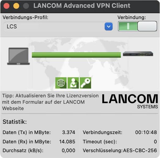 Produktbild Lancom Systems LANCOM Upgrade Advanced VPN Client (MAC, Bulk 10)