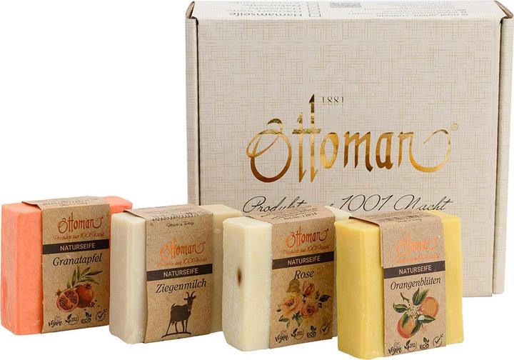 Produktbild Natura Punto Pflegende Olivenölseifen Granatapfel, Ziegenmilch, Rose, Orangenblüten, je 120 g (Hartseife)