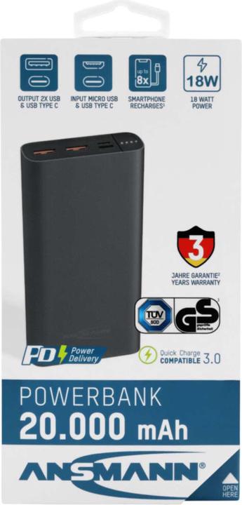 Productafbeelding Ansmann Powerbank (10000 mAh, 18 W, 37 Wh)