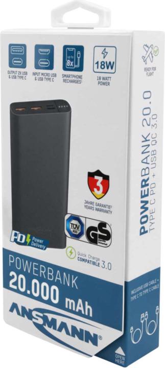 Productafbeelding Ansmann Powerbank (10000 mAh, 18 W, 37 Wh)