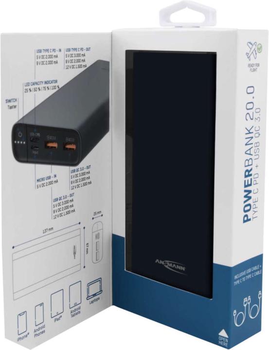 Productafbeelding Ansmann Powerbank (10000 mAh, 18 W, 37 Wh)