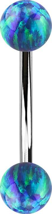 Produktbild Star Piercing Micro Banane silber mit zwei Kugeln Opal blau (Chirurgenstahl 316L)