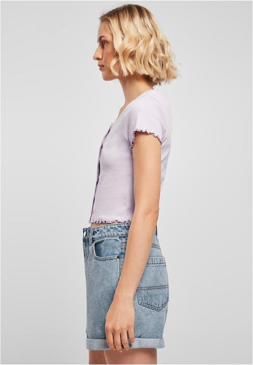 Actual product image Urban Classics Ladies Cropped Button Up Rib Tee - 12114 (S)
