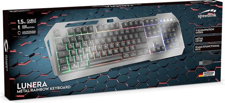 Produktbild Speedlink LUNERA Kabelgebunden, USB Gaming-Tastatur Beleuchtet Deutsch, QWERTZ, Windows® Schwarz (DE, Kabelgebunden)