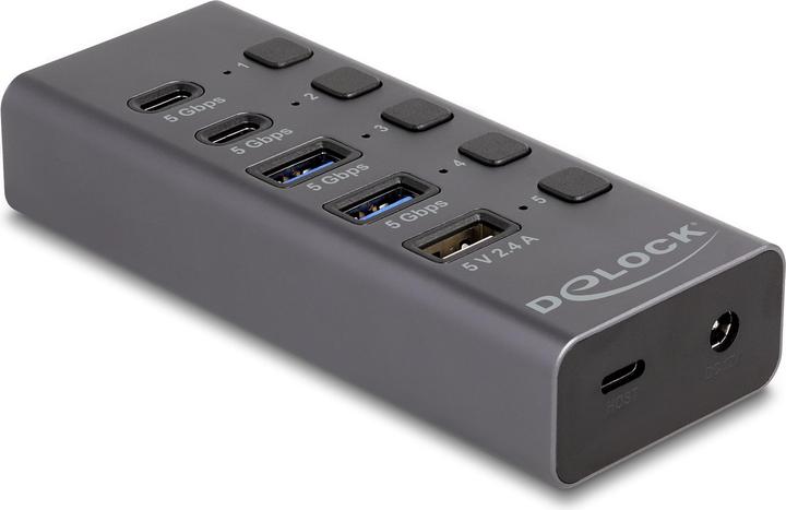 Delock USB 5 Gbps Hub mit 2 x USB Typ-A und 2 x USB Type-C B (USB-A, USB-C, 5 Ports)