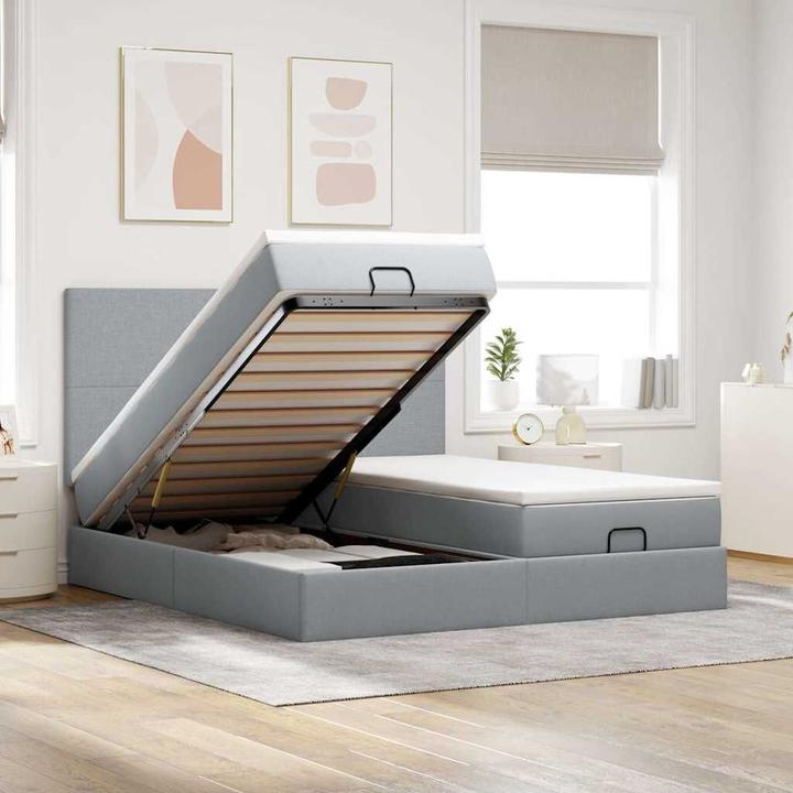 Immagine prodotto VidaXL Letto ottomano con materassi Tessuto grigio chiaro 160x200 cm (160 x 200 cm)