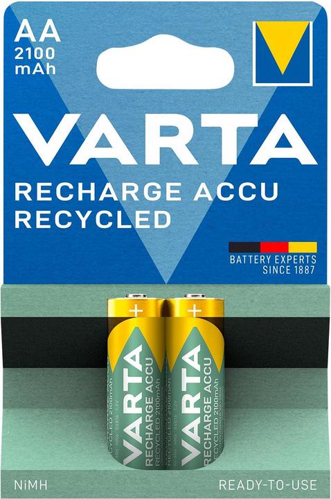 Productafbeelding Varta Batterij AA Recycled AA 2100mAh 2-pack (2 Pcs., AA, 2100 mAh)