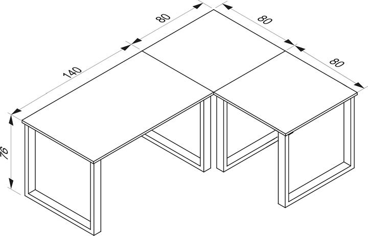 Produktbild VCM Büromöbel Eckschreibtisch Lona 80 U Alu Weiss (220 x 160 x 80 cm)
