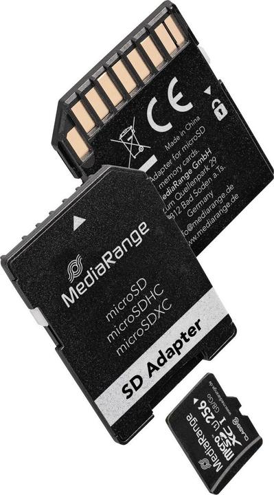 Actual product image MediaRange SD MicroSD Card UHS-1 Cl.10 incl. adapter (256 GB, microSDXC, U1, UHS-I)