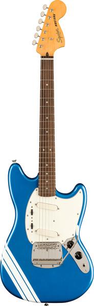 Immagine prodotto Squier Classic Vibe 60s Competition Mustang Lake Placid Blue Olympic White Stripes FSR chitarra elettrica (Chitarra elettrica, Pioppo)
