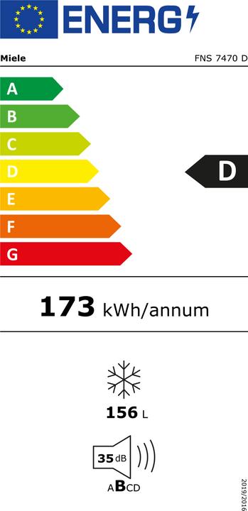 Energy Label Miele FNS7470DL (Installation, 156 l)