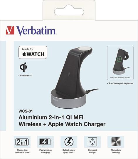 Image du produit Verbatim Chargeur 2 en 1 Qi Wireless+Apple Watch (20 W)