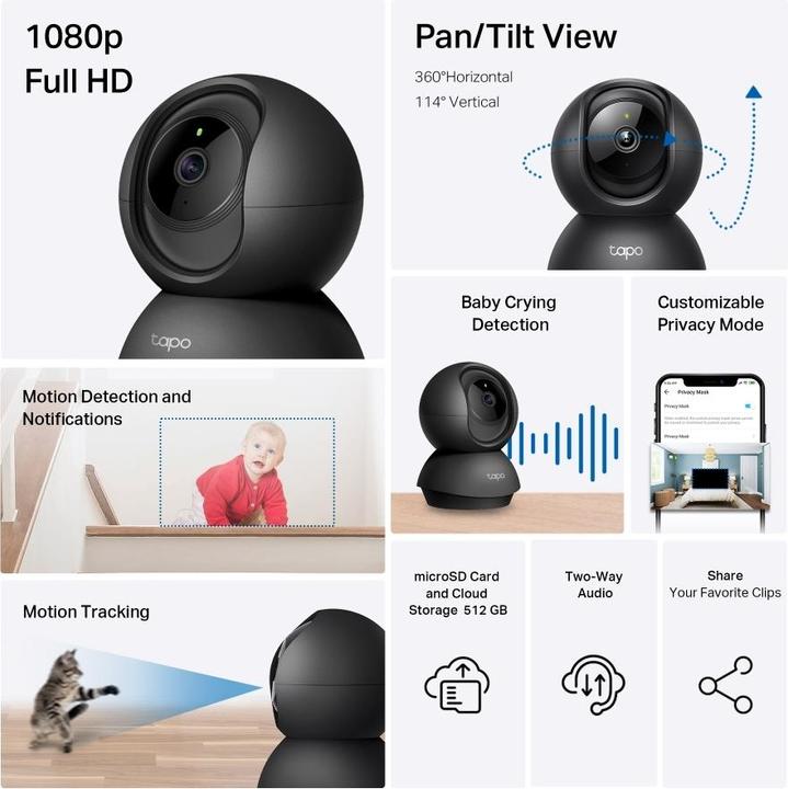 Actual product image TP-Link Pan/Tilt Wi-Fi Camera (1920 x 1080 Pixels)