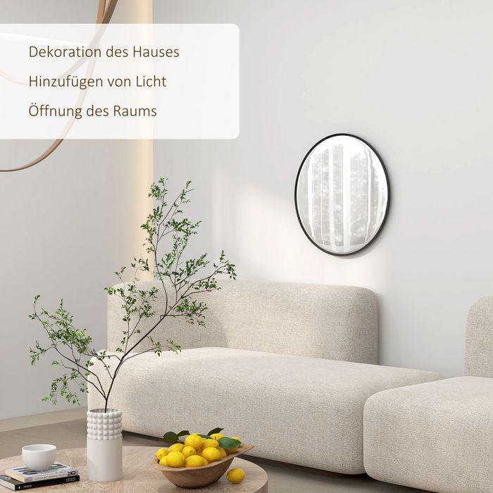 Actual product image Swisshandel24 Wall mirror, 60x60cm aluminium frame, round black (60 x 60 cm)