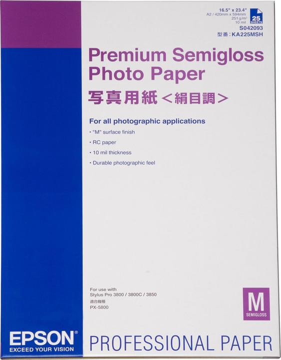 Image du produit Epson Premium Semigloss (250 g/m², A2, 25 x)