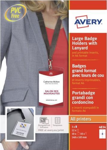 Actual product image Avery Zweckform Namensschild-Tasche, 148x105 mm, Textilband transparent, aus PVC-freiem Material, mit 3-f