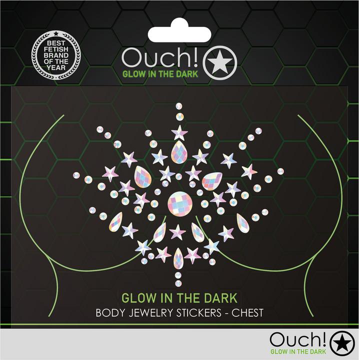Actual product image Ouch! Body Jewelry Stickers - Chest - Glow in the Dark