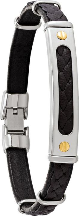 Produktbild Jourdan Schwarzes Lederarmband, Stahl, goldene Schrauben (Stahl, Gold)