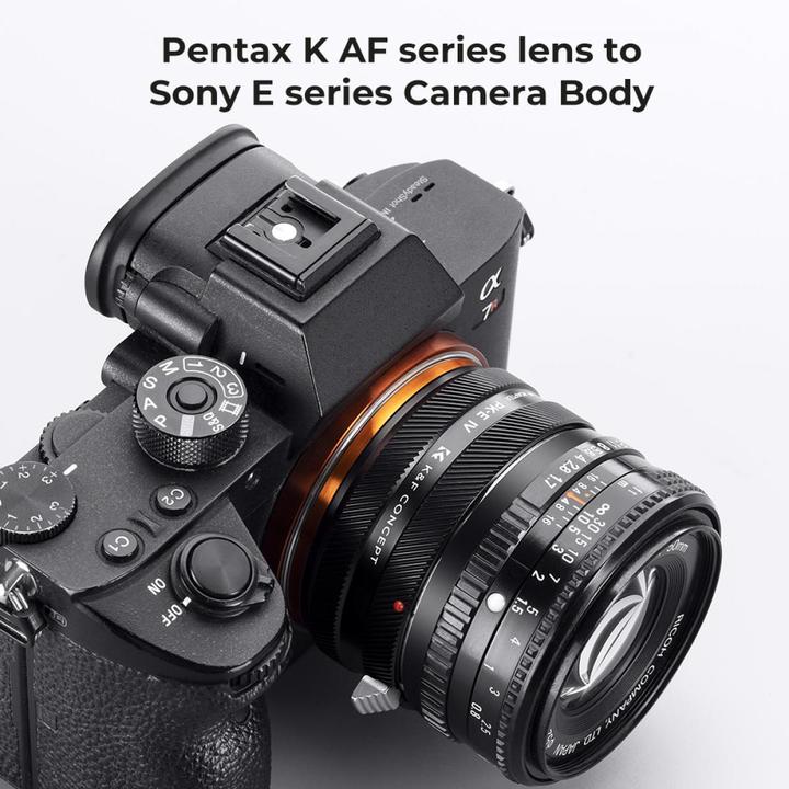 Actual product image K&F Concept High Precision lens adapter, matte paint, orange, PK-E IV PRO