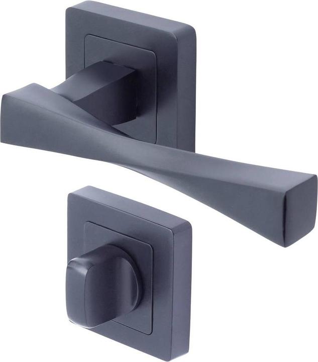 Produktbild Yale Schwarzer Türgriff - Verona - Badezimmer-Türgriff mit Knaufrosette, 8x8 mm (Türgriff)