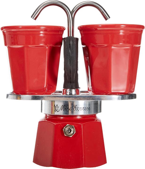 Produktbild Bialetti Mini Express Kaffeemaschine rot 2tz + 2 Tassen (2 T.)